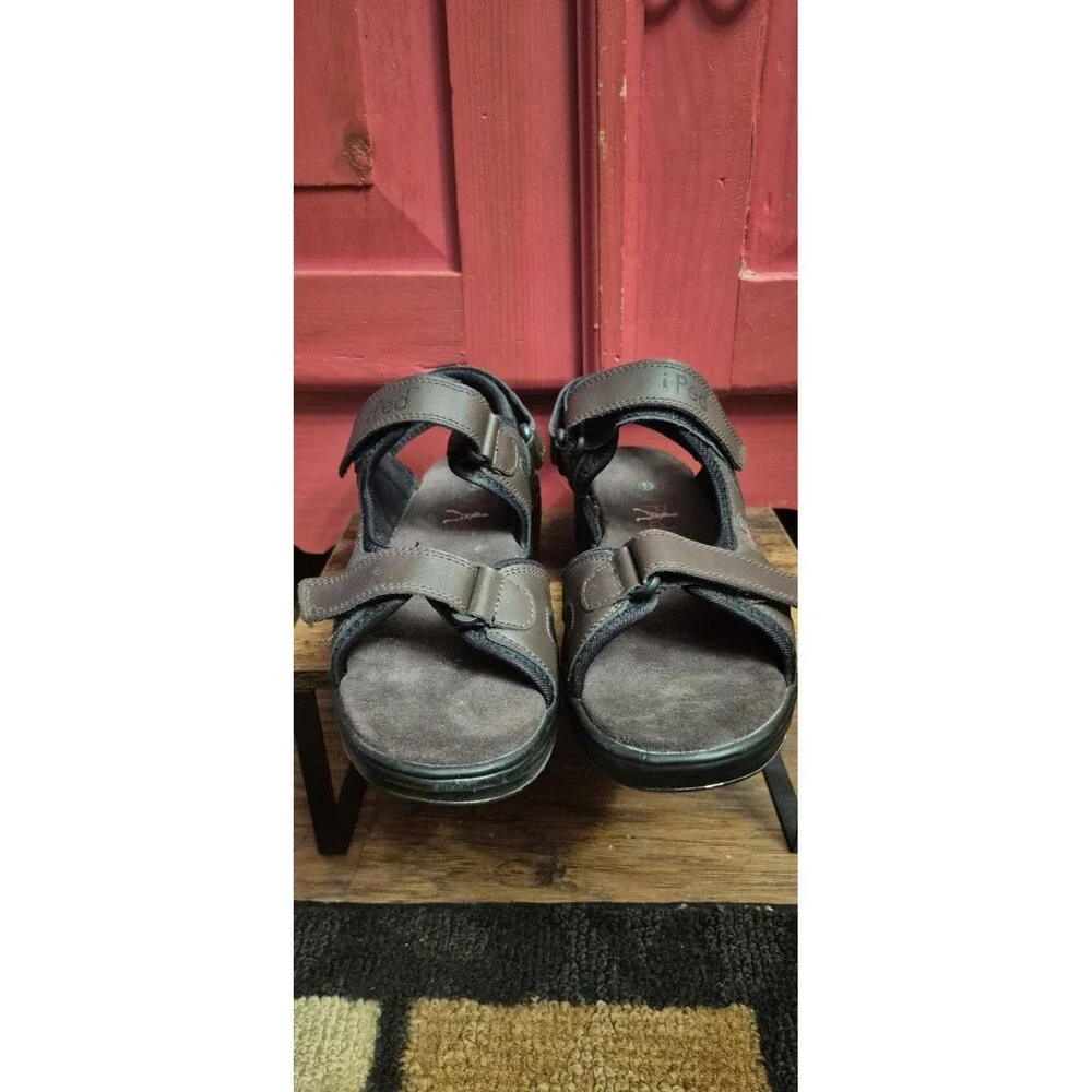 iPed 9 Brown Leather Rocker Bottom Sandals  Orthopedic Comfort Walking Shoes EUC